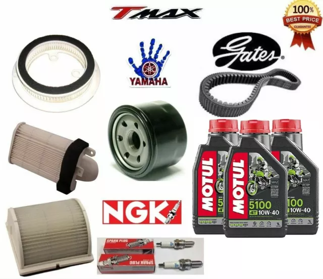 Kit Tagliando Yamaha T Max Tmax 500 2004 2005 T-Max Olio+Candele+Filtri+Cinghia