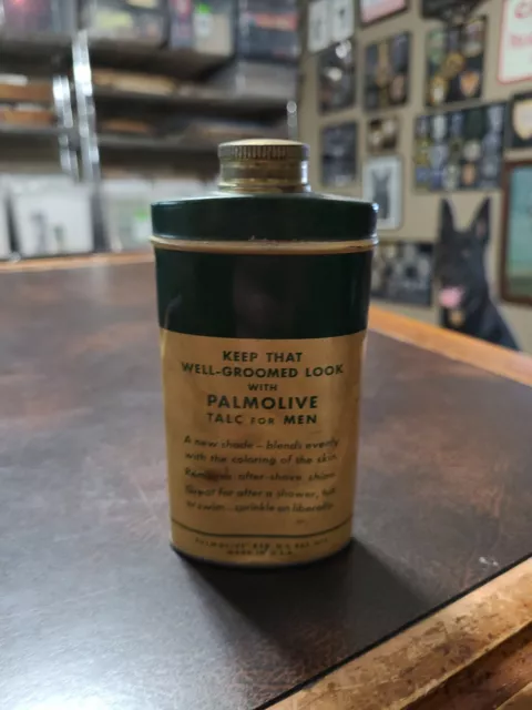 Vntg 1950s Palmolive Talc For Men Empty Tin 3