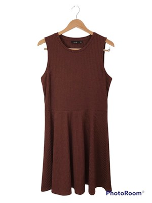 Apt. 9 Women's Dress Large Maroon Red Sleeveless Scoop Neck A Line Flare Ribbed