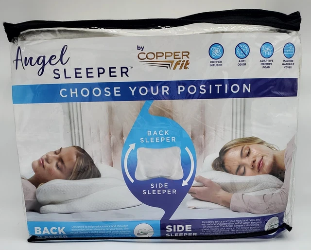 NEW COPPER FIT Angel Sleeper Memory Foam Pillow Side & Back Standard