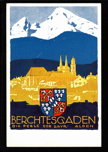 GERMANY BERCHTESGADEN DIE PERLE DER BAYR. ALPEN Advert POSTCARD E20C - GE380