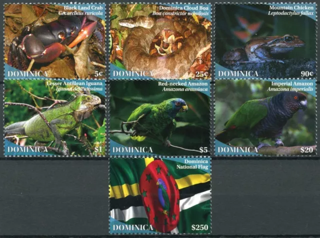 Dominica Birds on Stamps 2020 MNH Wildlife Parrots Crabs Snakes Frogs Flags