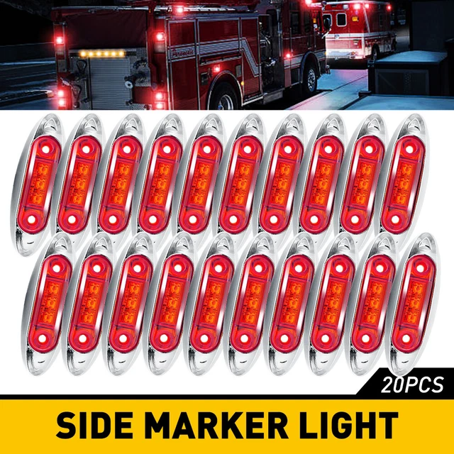 20Pcs Red LED Sealed Side Marker Clearance Light Truck Trailer Lorry 12V 24V GCB
