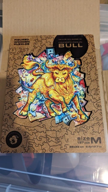 Unidragon Puzzle Prosperous Bull Medium Size 187 Wooden Pieces Brand New