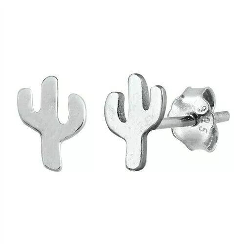 Kaktus Ohrstecker Echt Sterlingsilber 925 Schmuck Geschenk Gesicht Höhe 7 mm