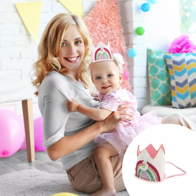 Geschenke Für Mädchen Baby-Geburtstagsparty-Regenbogen-Kronen-Spitzen-Stirnband