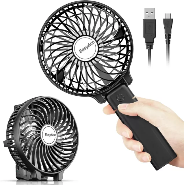 EasyAcc Handheld Portable USB Fan 3 Speeds 180° Foldable Powered Personal...