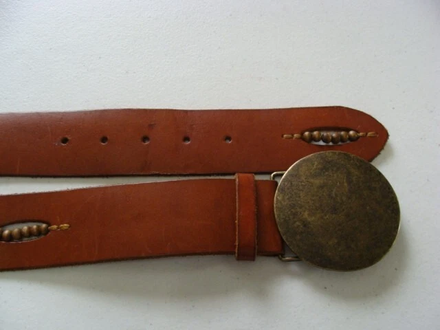 Vintage Old Navy Tan Leather Hippy Style Belt - Unisex - Size L - Euc