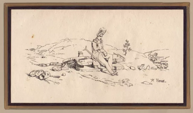 Vernet, Horace 1789-1863 "Verwundeter Soldat" Lithographie um 1820