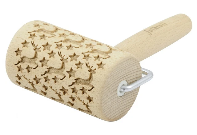 Folkroll HAUSRAT Motiv-Teigrolle Rentier Sterne, mini