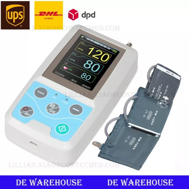 ABPM50 Ambulatorischer Blutdruckmonitor 24hour NIBP Holter+3 Manschetten+PC SW