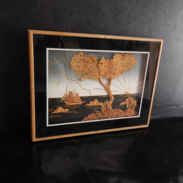 Vintage Art Deco Design XX PN France Handmade Sea Landscape Frame Board N2831 10