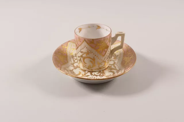 Rosenthal Weichmalerei Mokka Sammeltasse Untertasse Rosa Gold 1920-30 Jugendstil