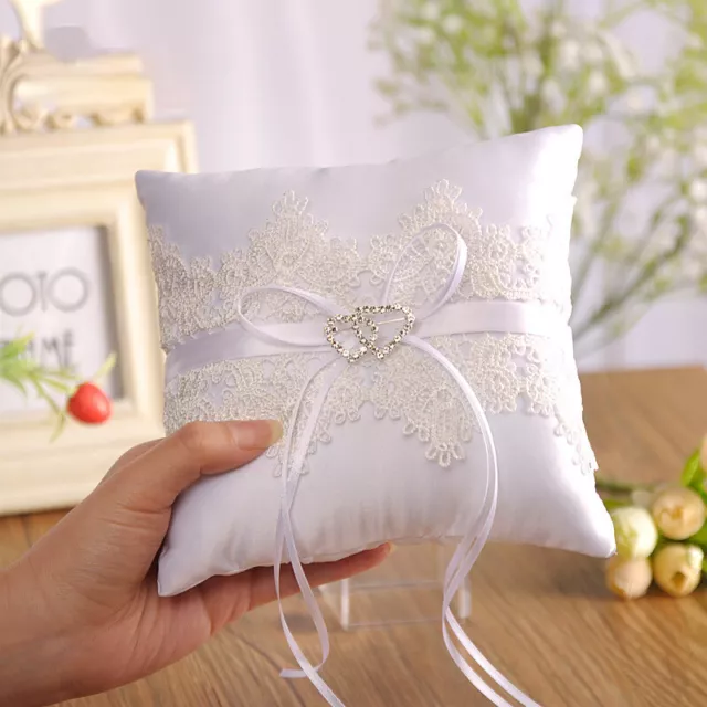 Bow Ribbon Ring Box Pillow Cushion Romantic Ring Pillow Bridal Wedding Ceremony
