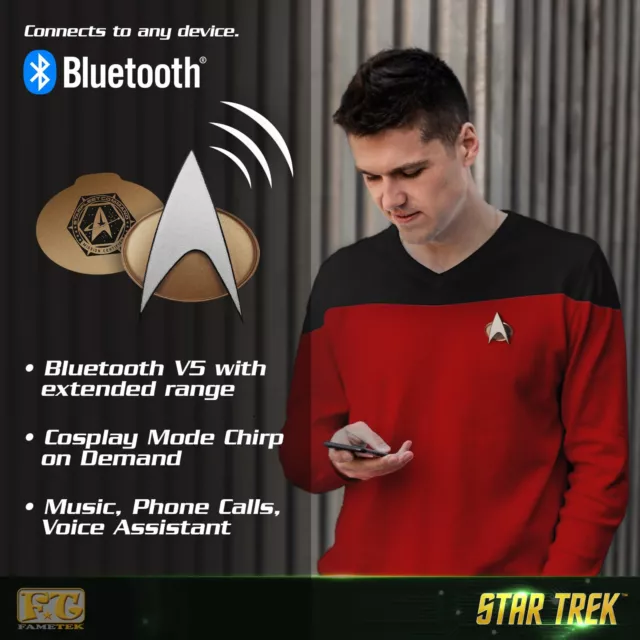Star Trek The Next Generation Bluetooth Communicator Badge, TNG ComBadge, Delta 5