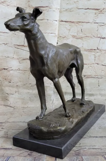 Signed Vintage Greyhound Bronze Statue Racing Dog Racer Trophy Marble Artwork