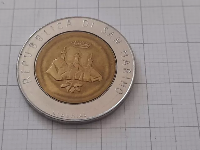 moneta 500 lire bimetallica - 1986 San Marino - difetto di conio