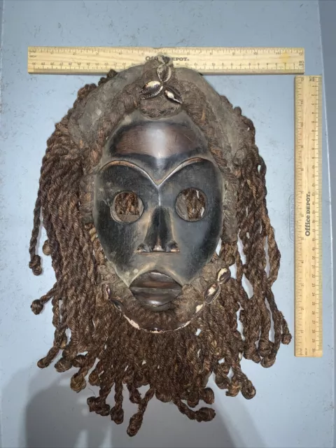 Dan Mask with Cowries and Rope Beard African mask great size OFFERS #24