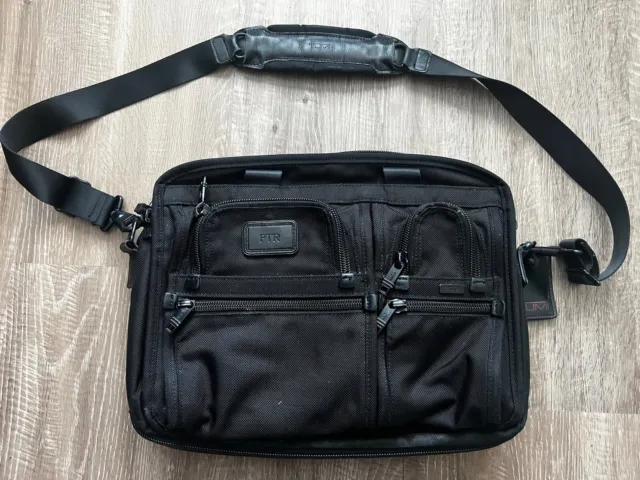 Tumi Alpha 26141DH Ballistic Nylon Expandable Black Briefcase Shoulder Bag