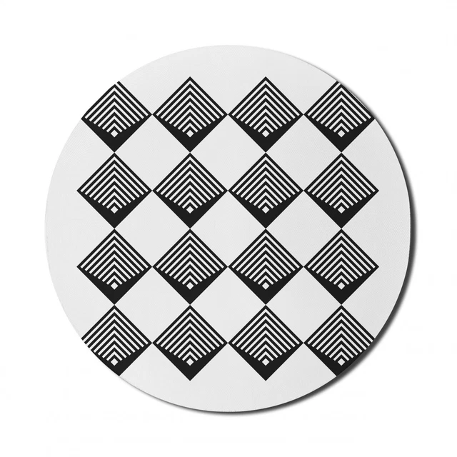 Ambesonne White and Black Round Non-Slip Rubber Modern Gaming Mousepad, 8"