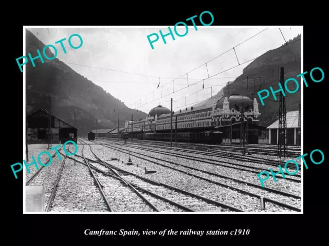 OLD LARGE HISTORIC PHOTO CAMFRANC SPAIN VIEW OF THE RAILWAY STATION c1910