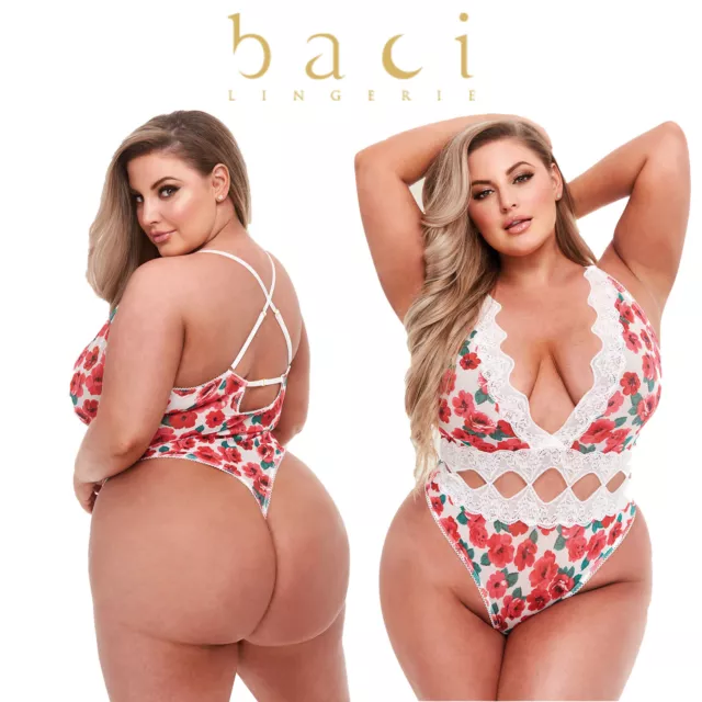 Baci Body Biancheria Intima Donna Primavera White Floral & Lace Teddy XL/XXL QS