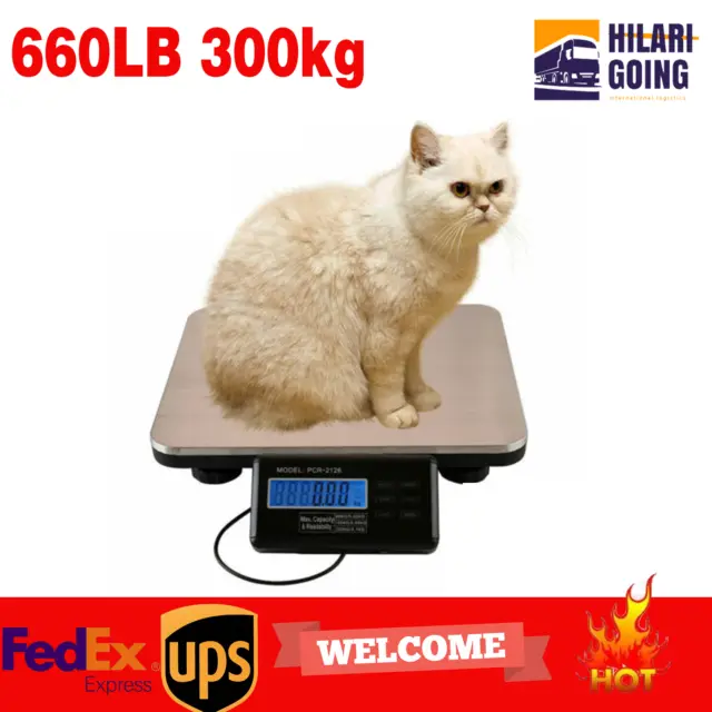 Commercial Digital Scale Plat Fit Postal Electronic Vet Weigh Pet 300kg 600LBS