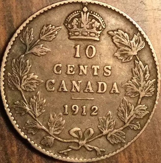 1912 Canada Silver 10 Cents Coin