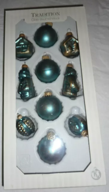 Weihnachtskugeln, Christbaumkugeln, Glaskugeln, smaragd/gold, 1 Karton,10 Stück