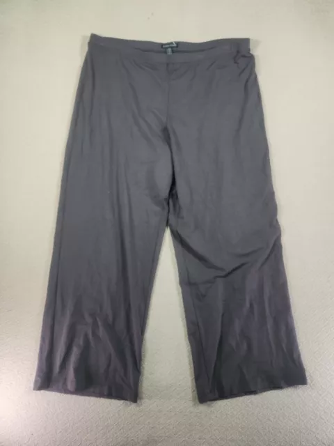 Eileen Fisher Pants Womens Large Gray Flat Front Outdoor Wide Leg Chino Stretch