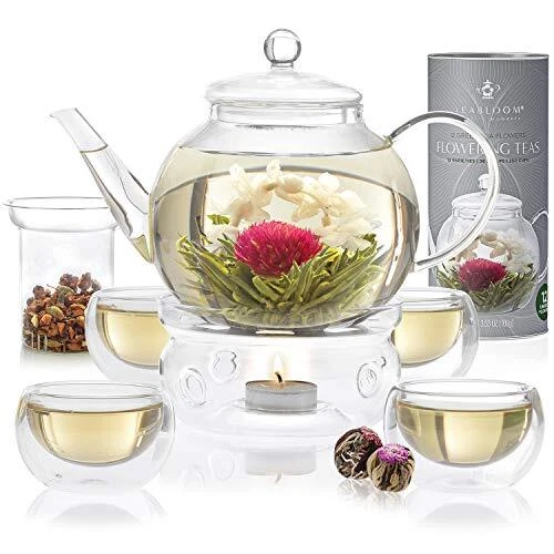 Celebration Complete Tea Set – Stovetop Safe Glass Teapot (40 OZ / 1.2 L)