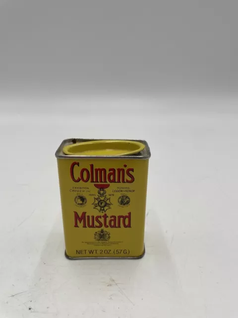 Vintage Colman's MUSTARD METAL SPICE TIN CAN OLD Yellow Tin 3”