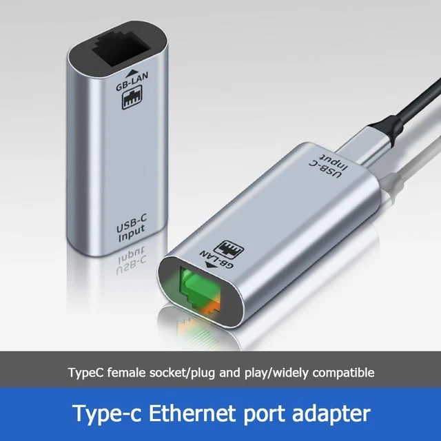 USB C TYPE-C Female to RJ45 Female Ethernet Gigabit Wired LAN Network ...