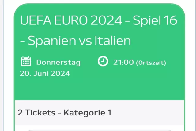 2x EM Tickets 2024 Spanien vs. Italien Kat.1 !!!