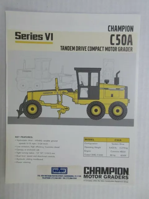 Champion C50A Series VI Motor Grader Color Literature