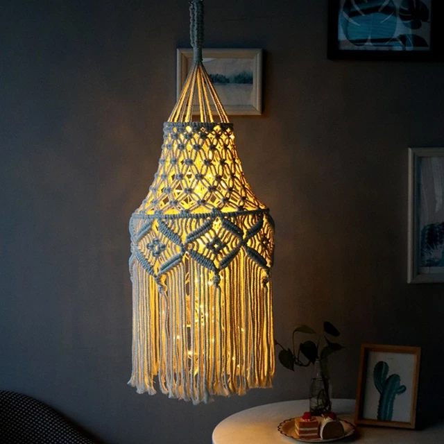 Decoración del hogar sombra ligera macramé lámparas cubierta tapiz tejido