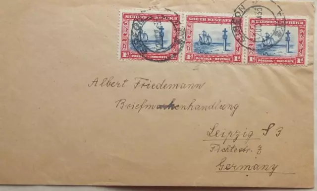 South West Africa 1935 Booklet Stamps Cover To Germany With Gibeon Postmark