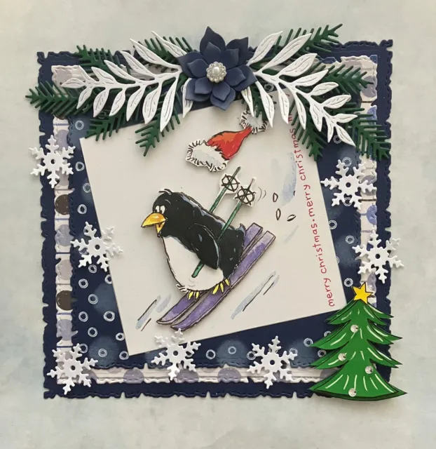 Handmade Decoupage Christmas Winter Card Topper
