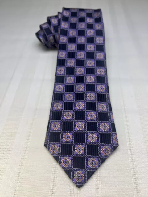 Cremieux 🔥 Jacquard Tie Men 100% Silk Medallion Necktie Geometric Purple Black