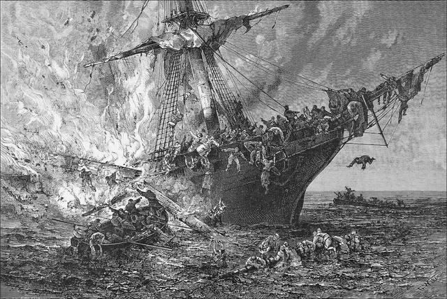 FAMOUS SHIPWRECK (UNITED UK) - COSPATRICK SHIP FIRE - 19th Engraving