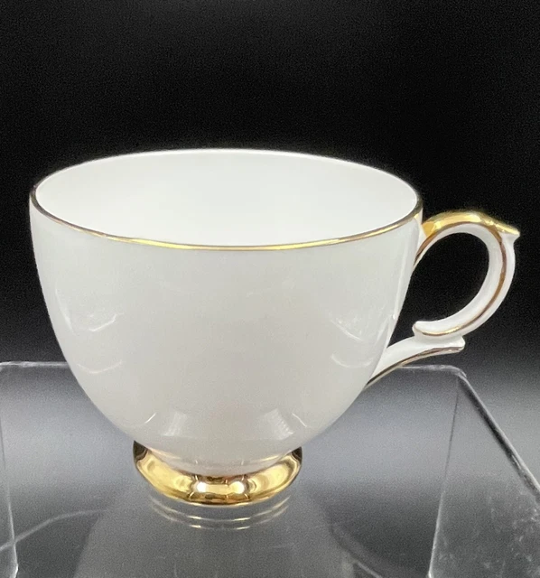Crown Staffordshire Fine Bone China Off White Gold Footed Tea Cup  Gold Trim