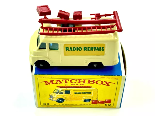 Matchbox Lesney Series Regular No 62 TV Service Van Radio Rental mint Repro Box