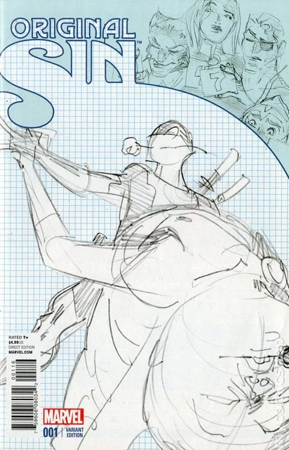 Original Sin 1G Caldwell Deadpool Sketch Variant FN 2014 Stock Image
