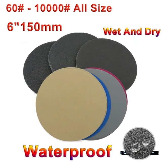 6"Inch 150mm Discs Wet And Dry Sandpaper Sand Paper 60# -10000# Grit Mixed Grits