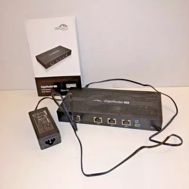 Ubiquiti EdgeRouter Lite. Model ERLite-3. Black. Quick Start Guide + Adapter inc