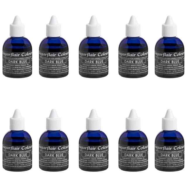 10 x Sugarflair DARK BLUE Edible Food Colour Liquid Airbrushing Cake Decorating
