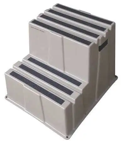 Zoro Select 44Zj56 2 Steps, Plastic Step Stand, 500 Lb. Load Capacity, Gray