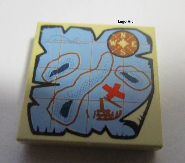 LEGO 3068bpb0315 Tile 2x2 Tan Groove with Map Pirate The Black Pearl 4184 A4