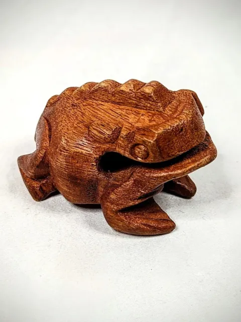 Frog Toad Sculpture Figure Hand Carved Wood Musical Instrument Original Thailand