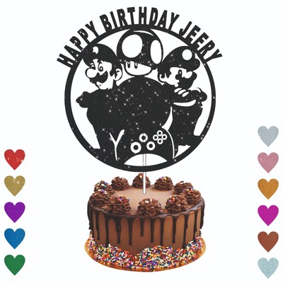 Feste A Tema Toppers Cupcake,Mario Kit Decorazione Torta,per Feste di Compleanno per Bambini Compleanno Festa Set 48 Pezzi,Cupcake Carta Involucri Decorazioni per Torte 